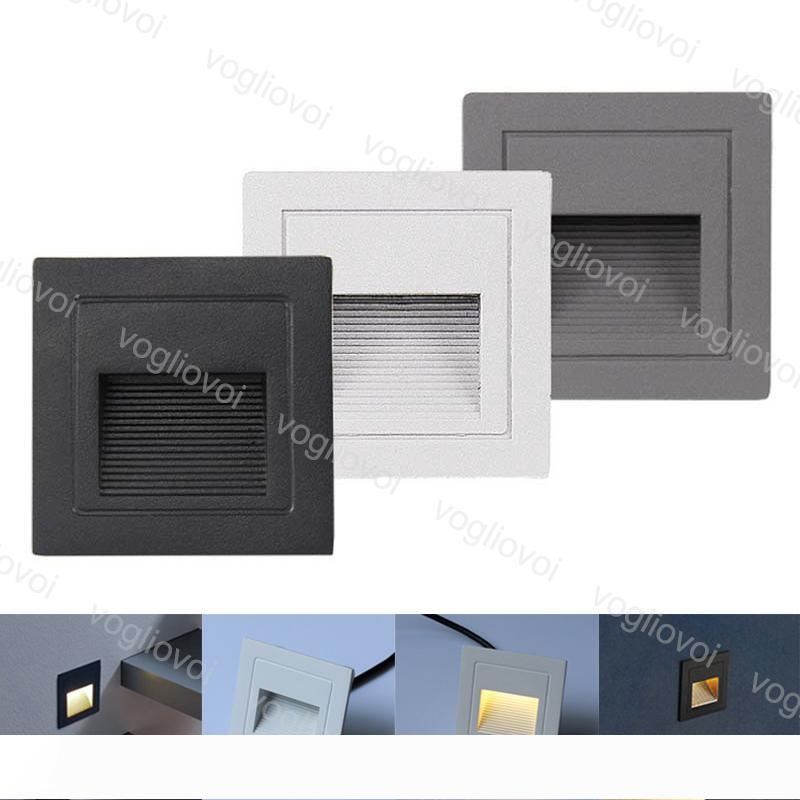 LED Ground Footlight 1W 3W Wall Recessed LED Light Stair Step Night Lamps Outdoor IP65 Aluminum Embedded Staircase Corner Lamp EUB