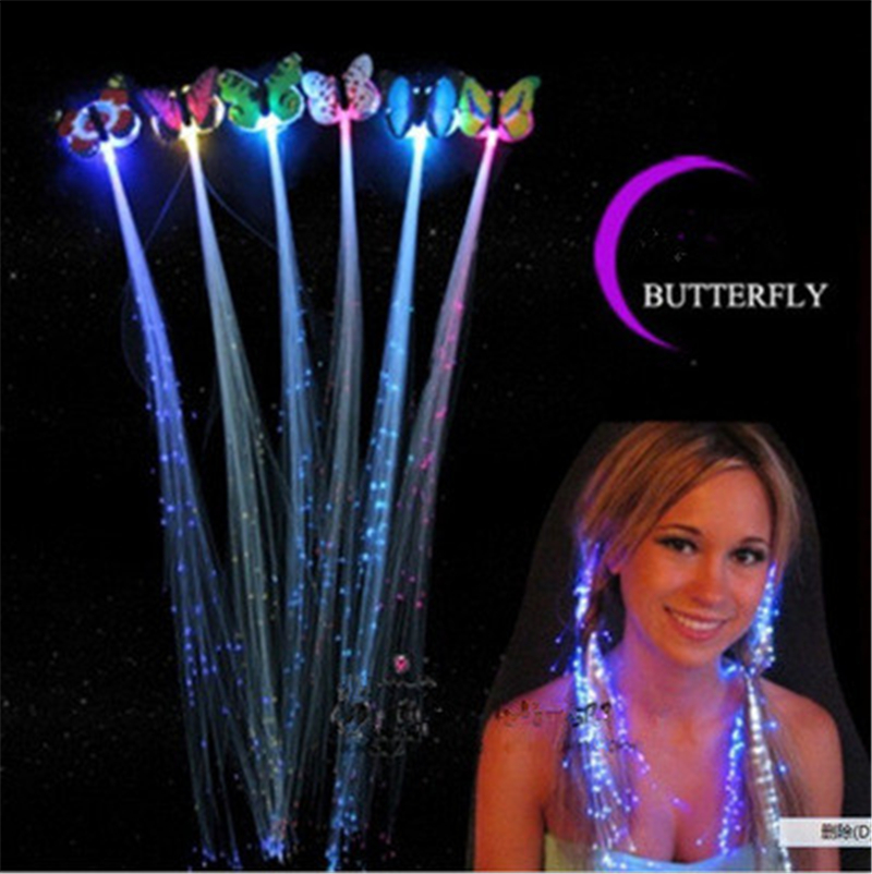 LED hair clips with glowing fiber optics for Halloween and Christmas parties