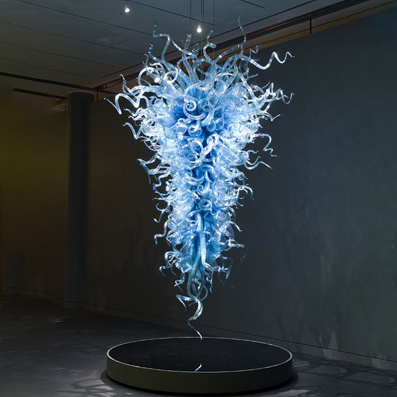 LED handcrafted glass chandelier with energy-efficient lighting for indoor decoration