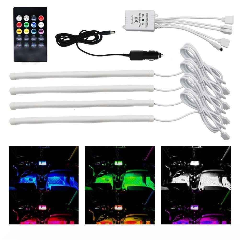 LED interior car lighting kit with sound activation, wireless control, and multicolor neon glow for ambient atmosphere