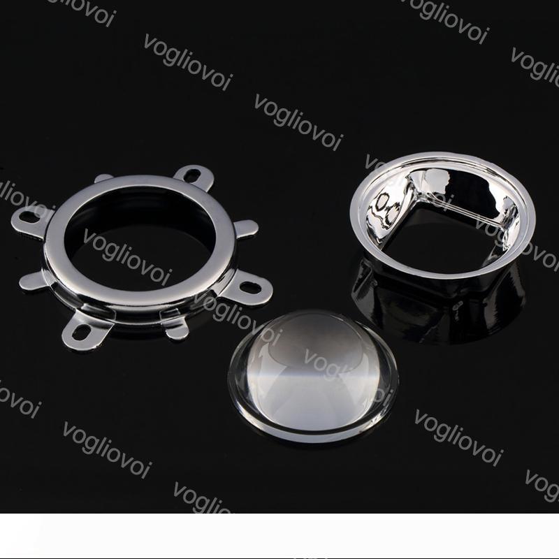 LED Lens 44mm Optical Glass with 60-120 Degree Viewing Angle, 50mm Reflector Collimator, and Fixed Bracket for 20W-100W COB High Power Chips, Shipped via DHL