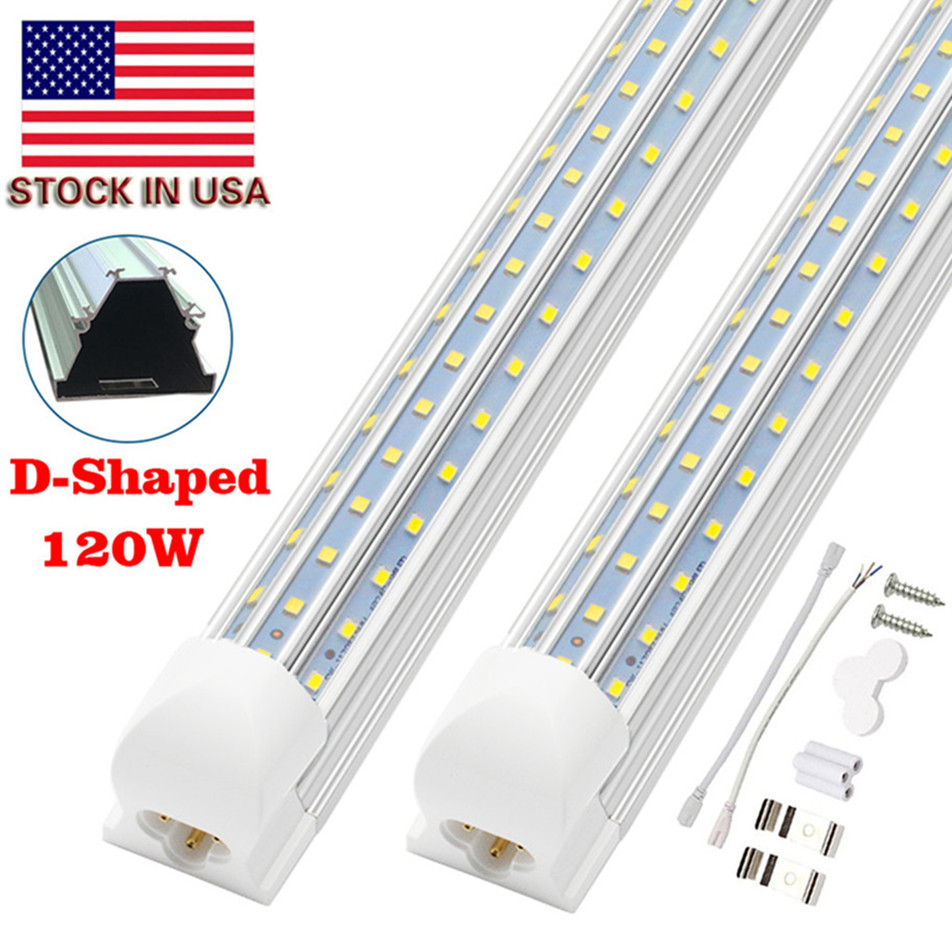 LED Light Bulb 4-8 ft Cool 120W T8 Tube with Integrated V Shape, SMD2835 100LM/W for Shop, Garage, Warehouse Fixtures