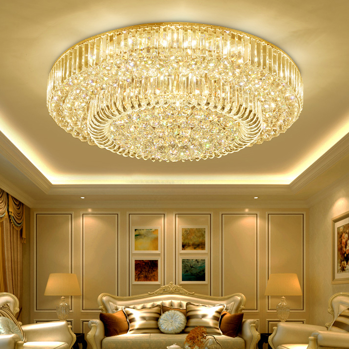 LED Light Modern Crystal Ceiling Lights Fixture 3 White Color Dimmable Round Ceiling Lamp with Remote Controller Hotel Home Indoor Lighting