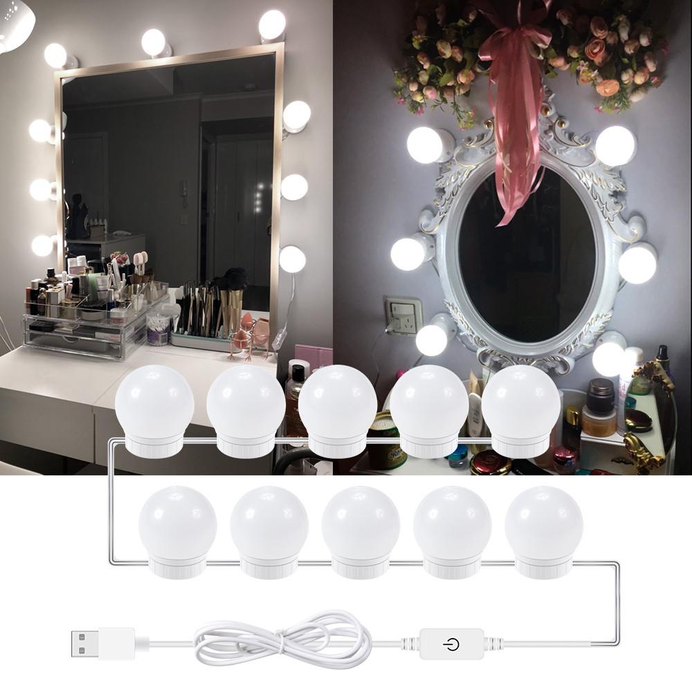 LED makeup mirror lights with dimmable 12V bulbs, perfect for dressing tables or as a Christmas gift, available in sets of 2, 6, 10, or 14 bulbs