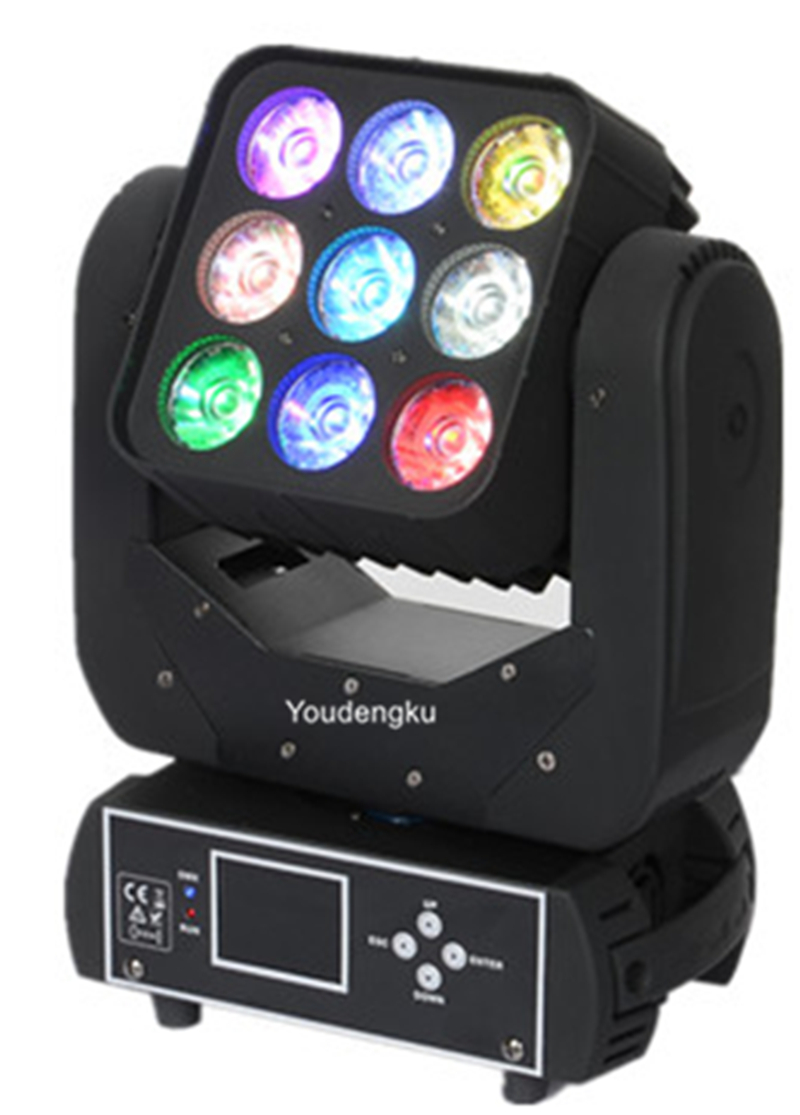 Led Matrix Blinder 9x10W RGBW beam moving head with 3x3 LED wash lighting