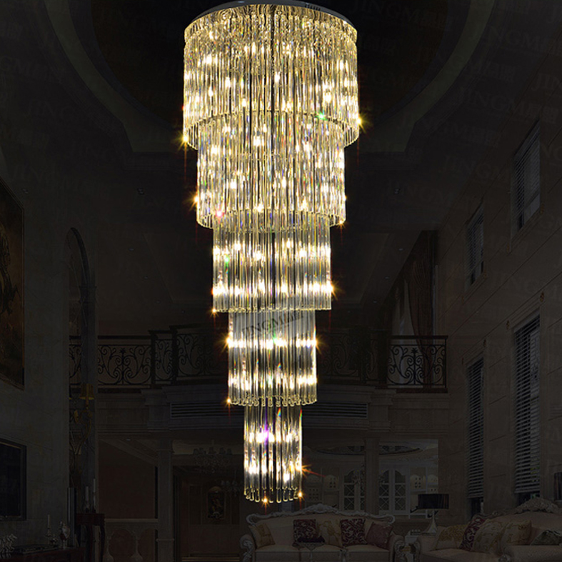 LED Modern Chandelier with Crystal Drops for Hotel Lobby and Home Indoor Lighting in Luxury Design, Available in 50cm and 80cm Lengths