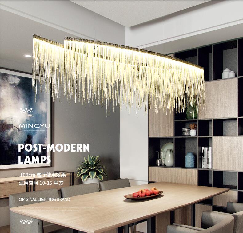 Led Modern Chandelier with Tassel Design for Indoor Spaces - Silver or Gold Hanging Pendant Light for Hotels, Restaurants, and Homes