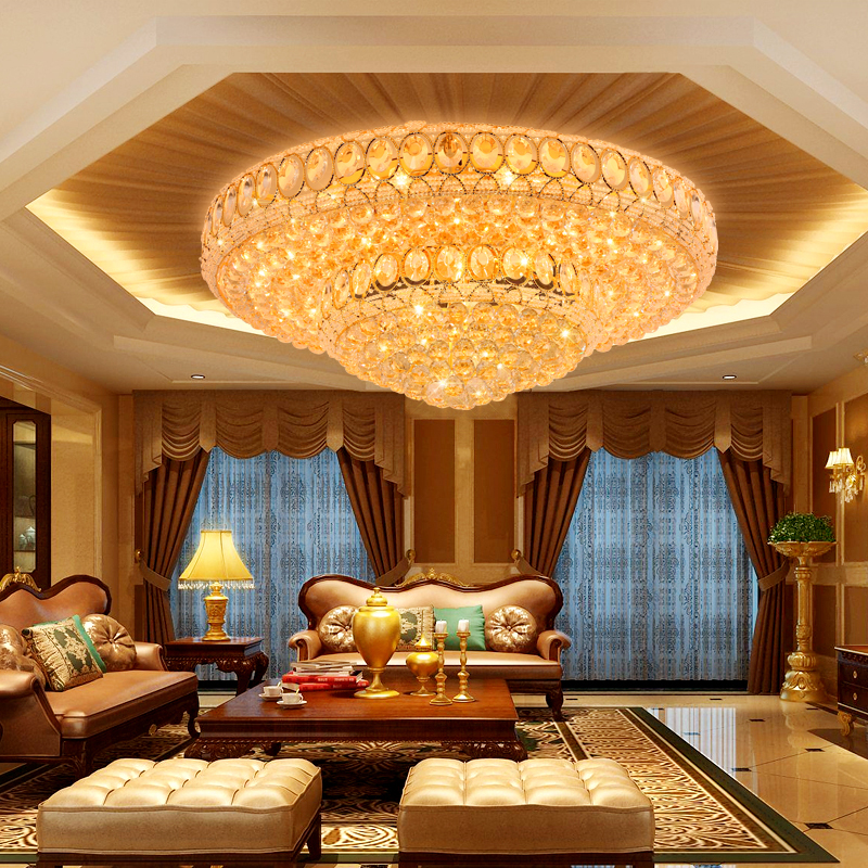 LED Modern Crystal Ceiling Lamps in American Golden design for living spaces like foyers, bedrooms, and other indoor areas