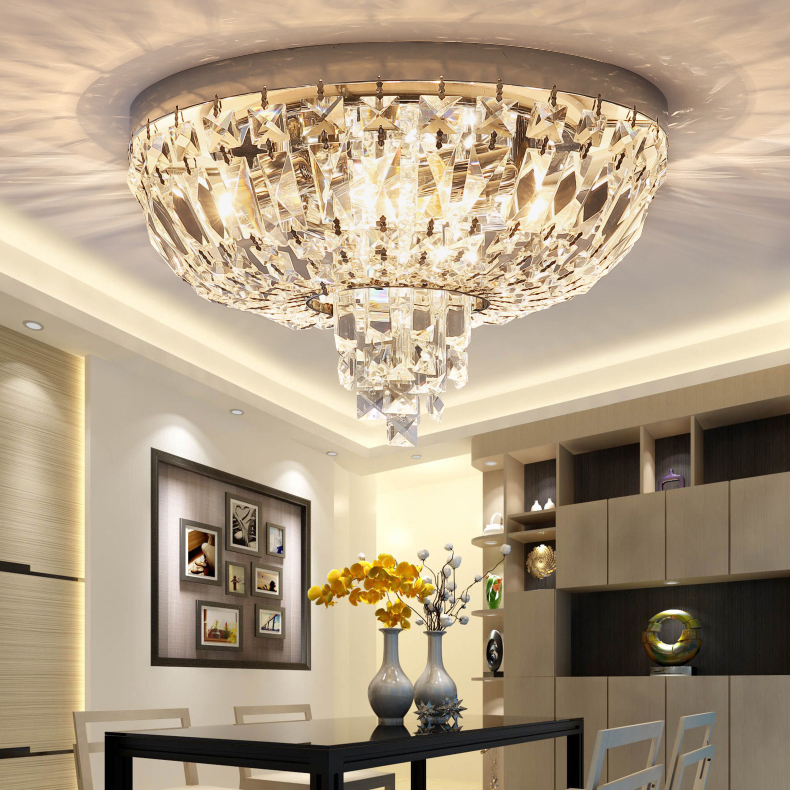LED Modern Crystal Ceiling Light Fixture - European Luxurious Dimmable Lamp for Sweet Home Bedroom in White