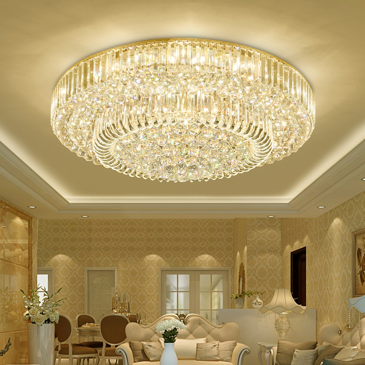 LED Modern Crystal Ceiling Light Fixture with Remote Control, Dimmable White Home Indoor Lighting