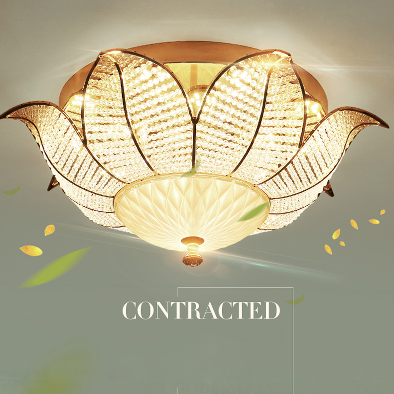 LED Modern Crystal Ceiling Lights with Dimmable 3-Color Options for American and European Home Decor