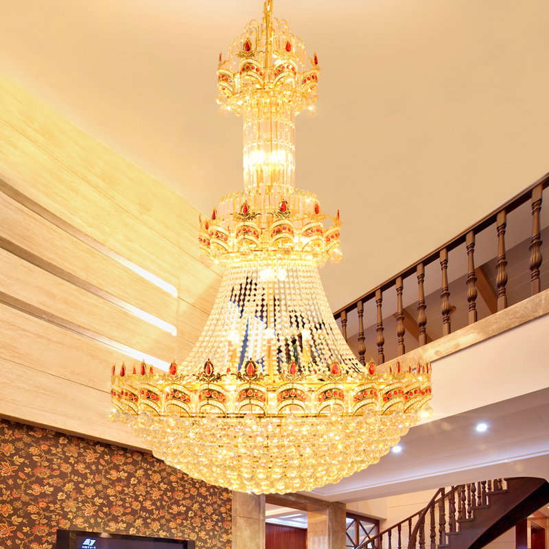 LED Modern Crystal Chandelier with Golden Drops and Dimmable White Lights