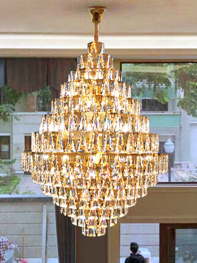 LED Modern Crystal Chandeliers - Elegant American Luxury Hanging Lights for Stairways, Villas, Hotels, Restaurants, and Homes, 100cm Diameter Indoor Lighting