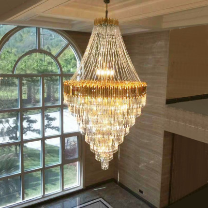 LED Modern Crystal Chandeliers with K9 Crystals for Hotels, Villas, and Stairway Lighting