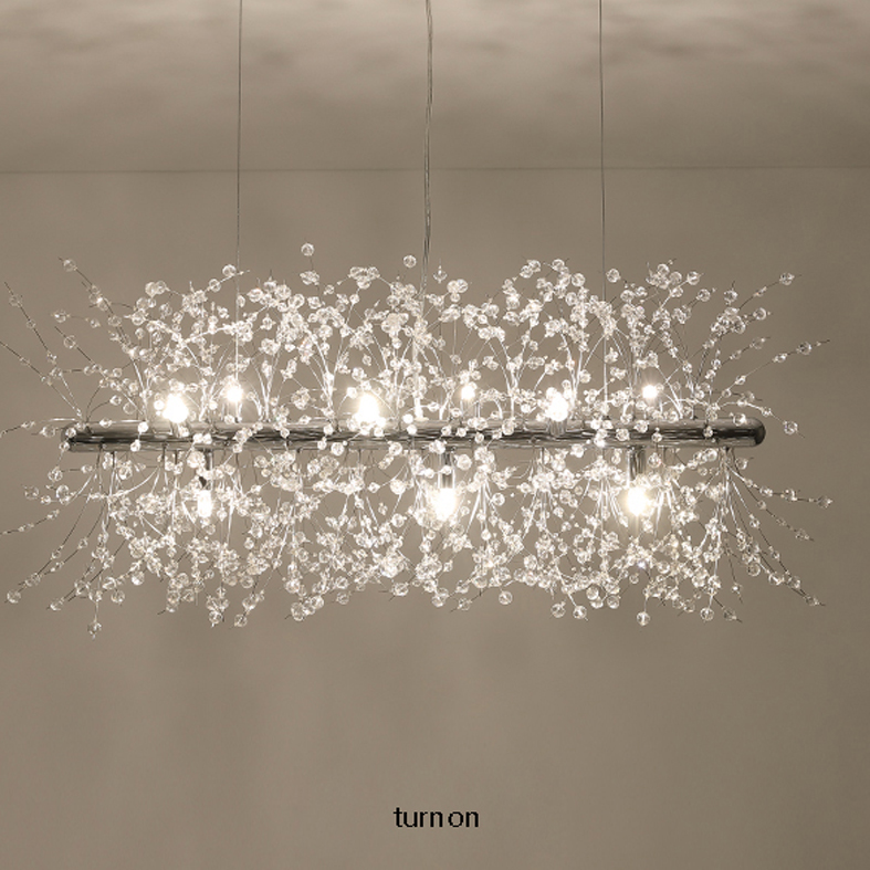 LED Modern Crystal Pendant Lamps with European Romantic Flower Dandelion Design for Hotel, Mall and Dining Room Indoor Lighting