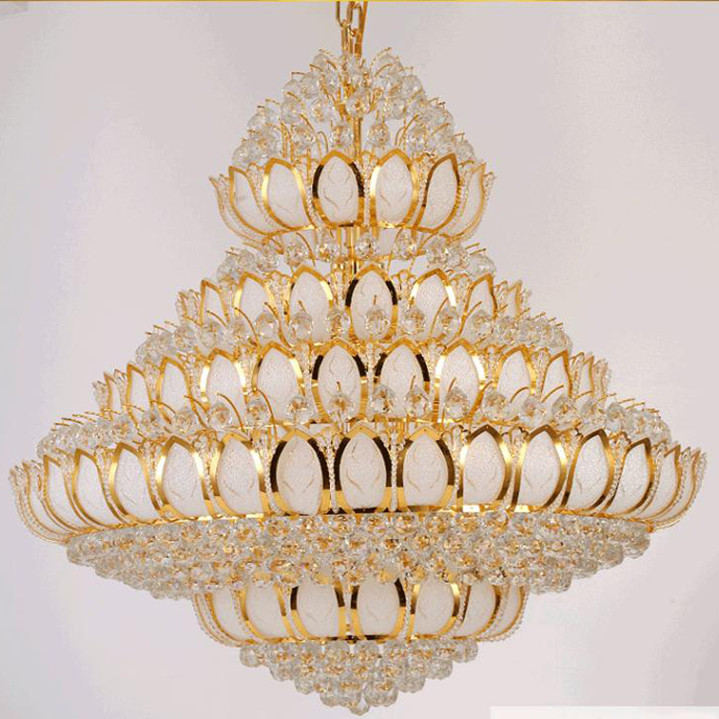 LED Modern Gold Crystal Chandeliers American Golden Lotus Flower Chandelier Lights Fixture Hotel Lobby Villa Home Indoor Lighting Big Stair Case Han

Modern golden crystal LED chandeliers featuring...