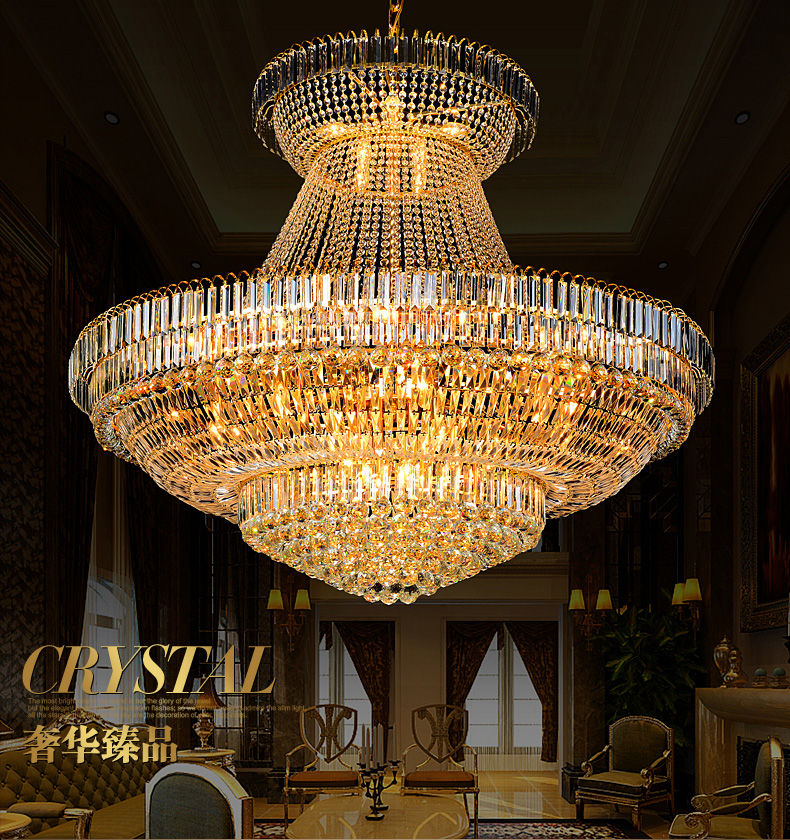 LED Modern Gold Crystal Chandeliers Lighting Fixture American Large Chandelier Droplight European Home Indoor Hotel Restaurant Big Crystal Lamp D140