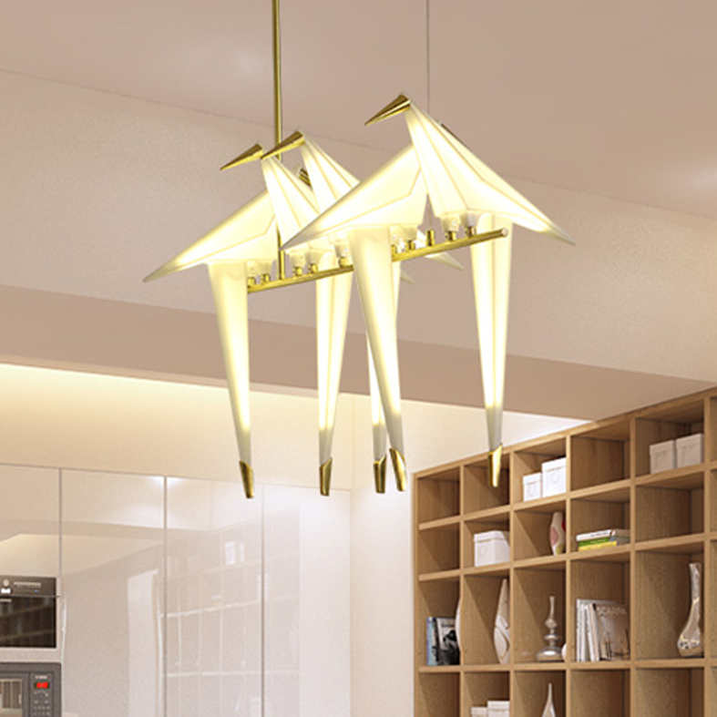 LED Modern Pendant Lamps American Paper Crane Pendant Lights Fixture European Home Indoor Lighting Restaurant Living Room 3/5 Hanging Lamp