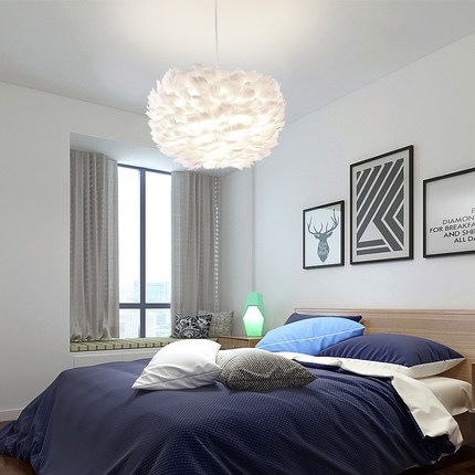 LED Modern Pendant Lamps White Feather Pendant Lights Fixture Home Indoor Lighting Bedroom Lamp Restaurant Dining Room Living Room Light