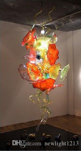 LED Murano glass chandelier with handcrafted plates for elegant home and villa lighting