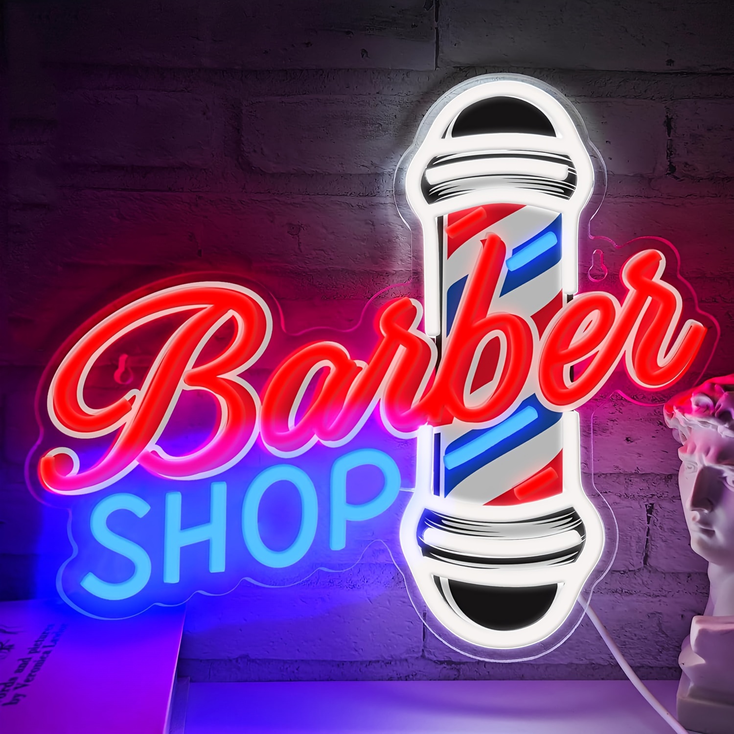 LED neon sign for barber shops and salons - adjustable brightness decorative lighting ideal for studios and retail spaces - perfect hairdresser present