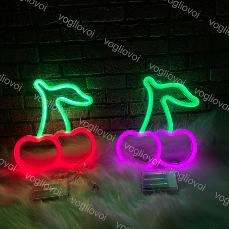 LED Neon Sign SMD2835 Indoor Night Light INS Cherry Model With Battery Bpx Holiday Xmas Party Wedding Decorations Table Lamps EUB