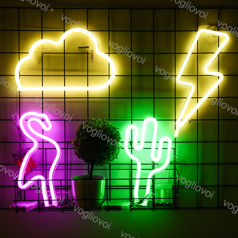 LED Neon Sign SMD2835 Indoor Night Light Rainbow Moon Bat Deer Lightning Design for Holiday Xmas Party Wedding Decorations Table Lamps EUB