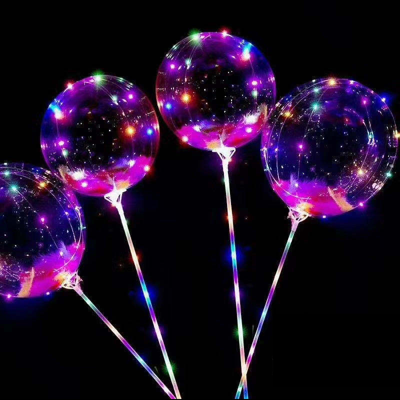 LED Novelty Lighting Up Bobo Balloons Rose Bouquet Wedding Transparent Light Ball Glow Bubble Balloon String Lights Valentine's Day Party Decor
