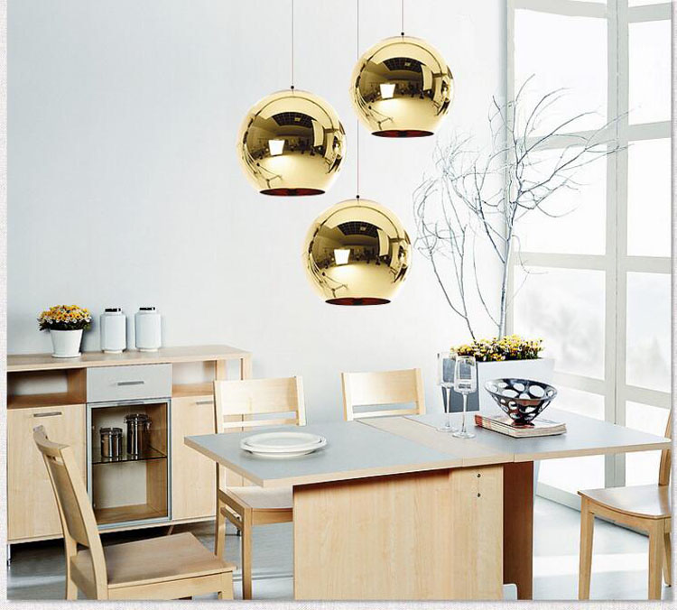 LED pendant featuring a copper electroplated round mirror ball design, ideal for chandeliers and indoor lighting in hotels and living rooms