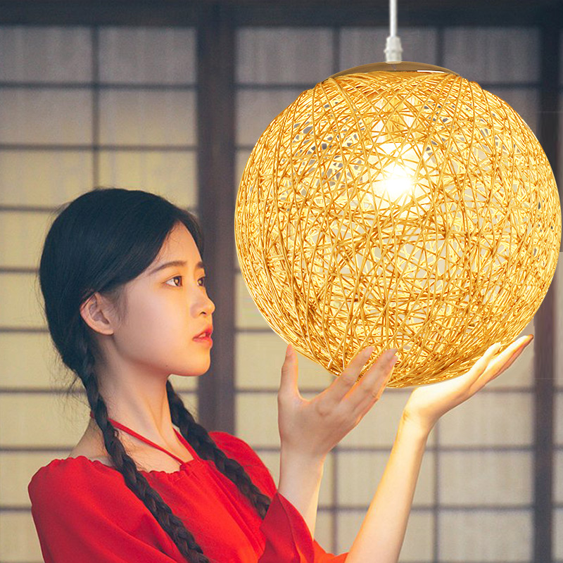 LED pendant lamp featuring a hemp rope light ball design, ideal for chandeliers in restaurants, villas, hotels, and living rooms