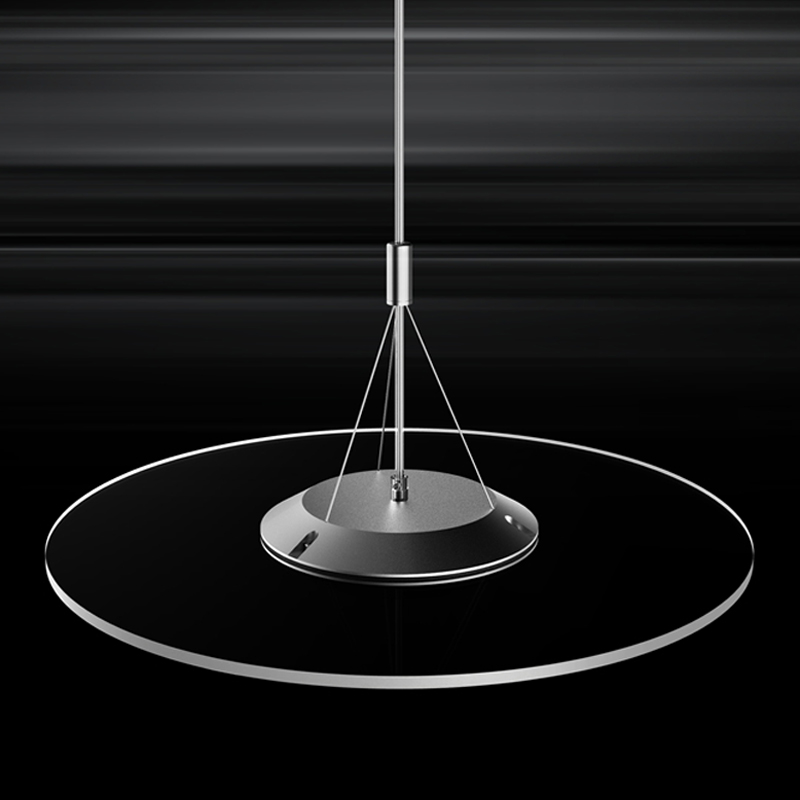LED pendant lamp with frameless ring design, acrylic nanometer guide plate, stepless dimming for hotel and living room lighting