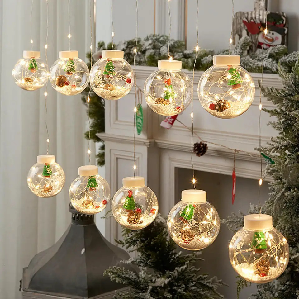 LED Santa Claus Ball String Lights for Christmas Tree Decorations