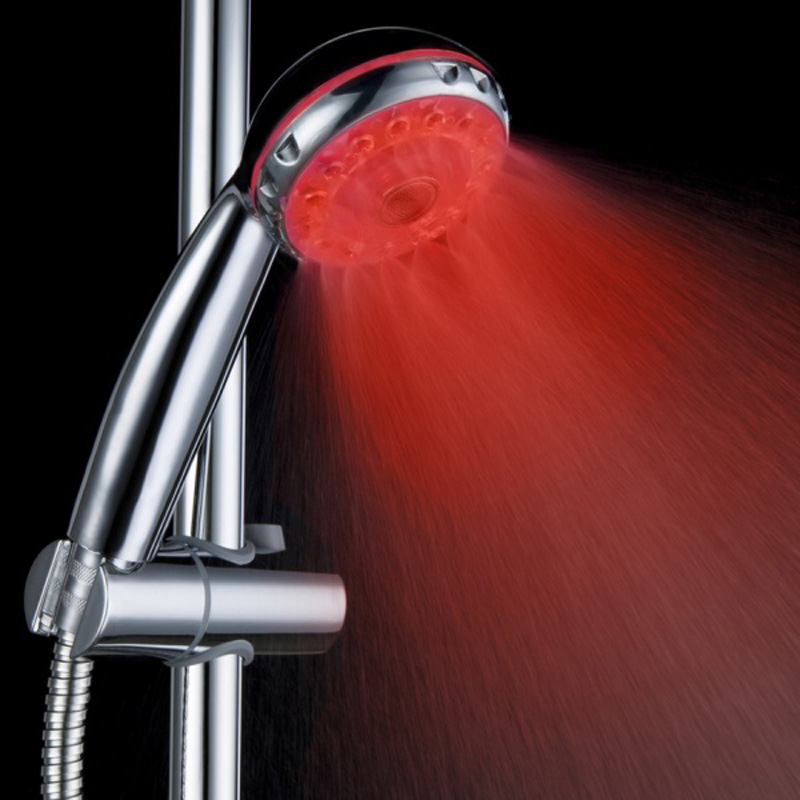 LED shower head with 3 adjustable spray modes, temperature sensor and colorful RGB lighting