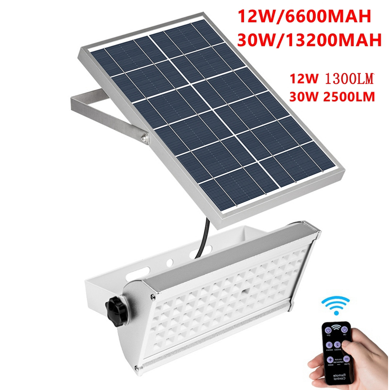 LED solar street light with remote control, super bright wireless outdoor flood lamp for waterproof garden lighting