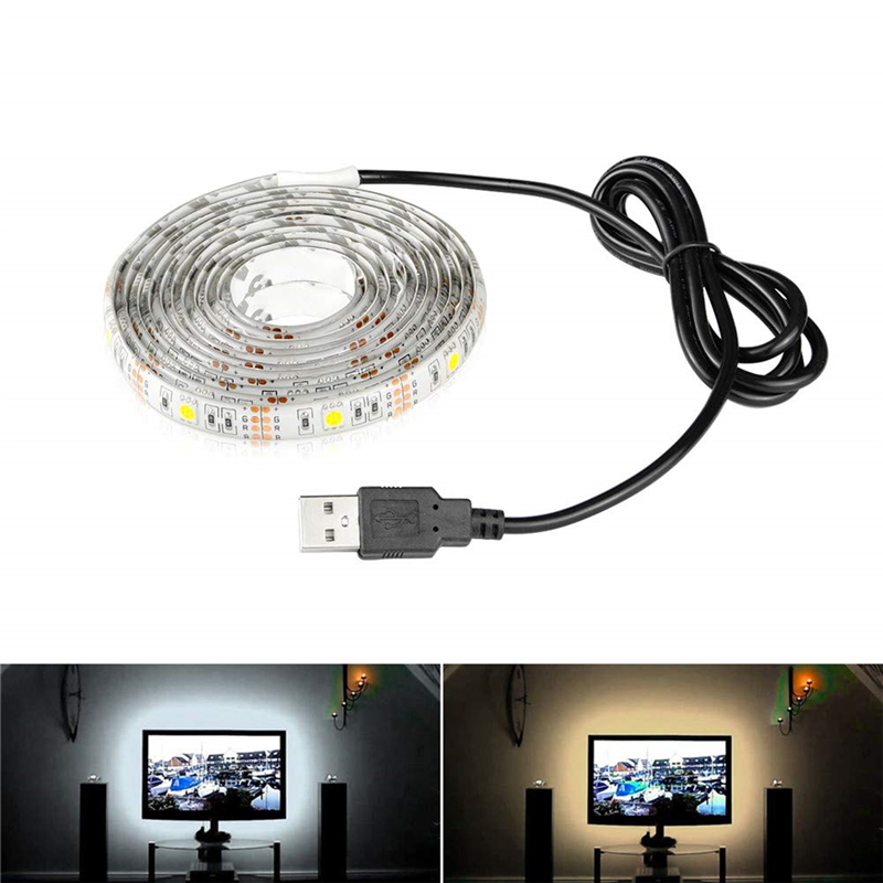 LED strip lighting with USB connection for under-cabinet, TV, tree, wardrobe decoration and night light in 1M, 2M, or 3M lengths using SMD5730 LEDs