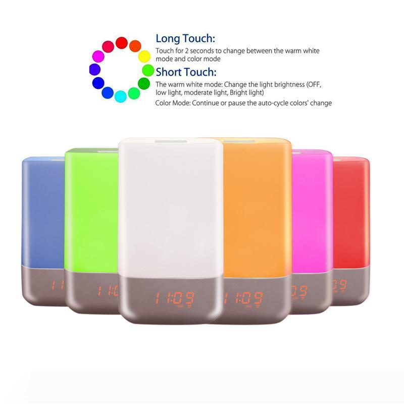 LED wake-up light with 3W music, sunrise alarm clock, touch bedside lamp for living room night lighting