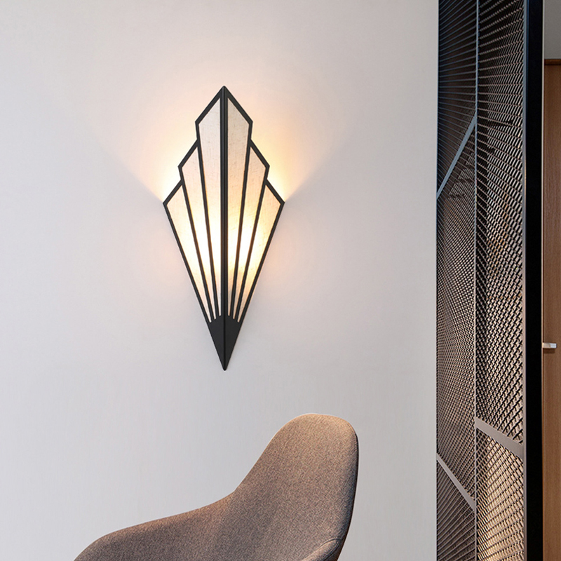 Led wall lamp for corridors, staircases, European bedrooms, hotel bedside, featuring a creative indoor fan design with E14 holder and 110-240V sconce lighting fixture