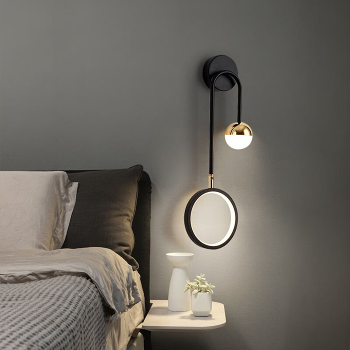 LED wall lamps for bedroom and living room decor, bedside sconces providing interior lighting without plug in hallways