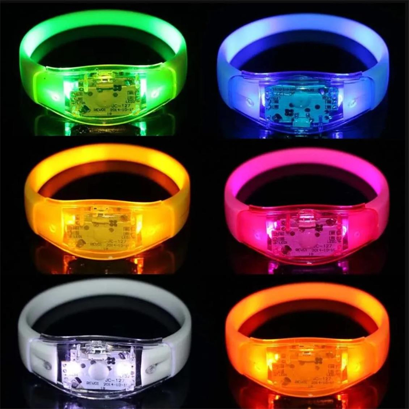 LED wristbands that light up and flash to music, perfect for parties and nightlife, suitable for all ages