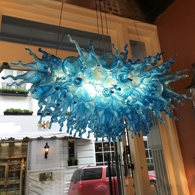 Light Fixture Designer Lamp LED Lightings Blue Color 100% Hand Blown Lamps Chandeliers Lighting Villa Kitchen Lustre Chandelier Lights