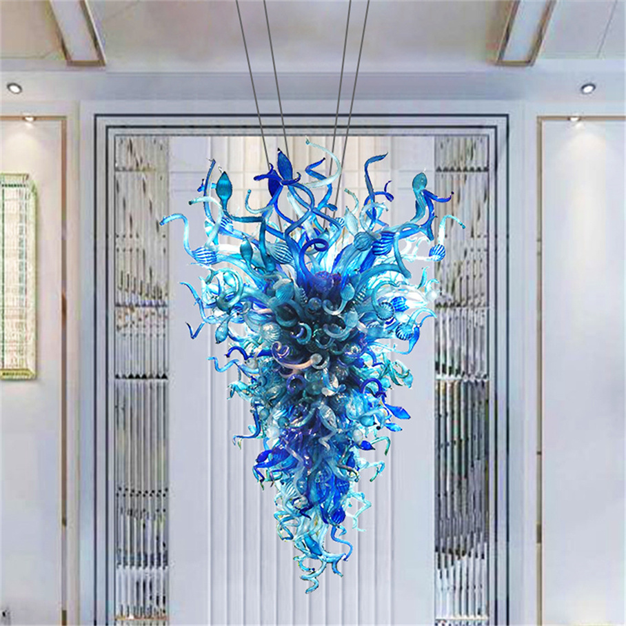 Light Luxury Blue coral Chandelier Lighting Led Art Glass Pendant Lights Room Decoration Hand Blown Glass Accept Customized