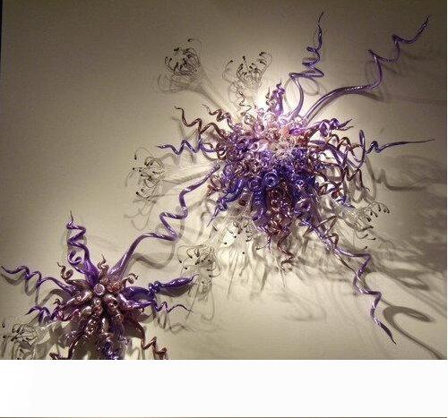 Light Purple Blown Glass Wall Lamp Modern Style Art Decorative LED Wall Sconce Flower Murano Glass Wall Art