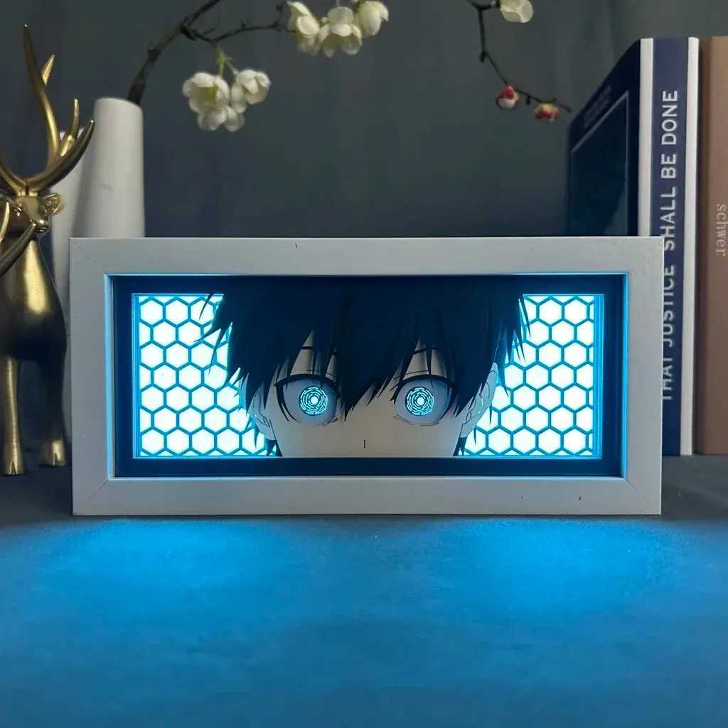 Lightbox featuring Yoichi Isagi from Blue Lock for room decor, manga paper cut table lamp with anime design, available for dropshipping