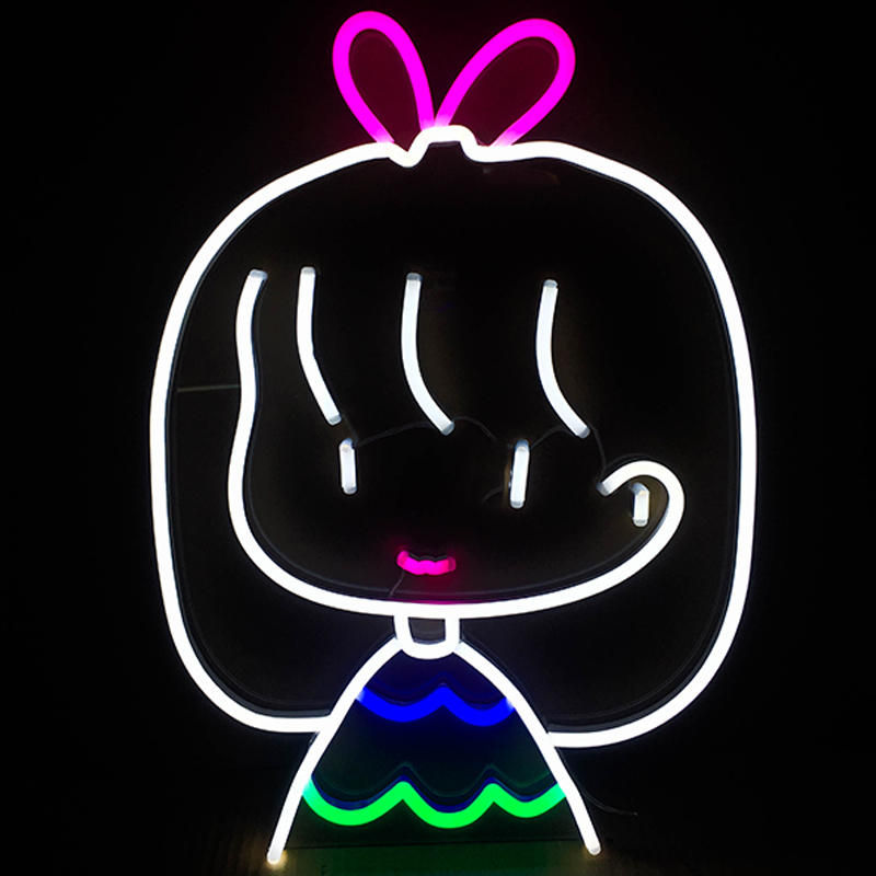 Little girl signs three-color neon lights for night bar disco residential fashion handcraft 12V super bright