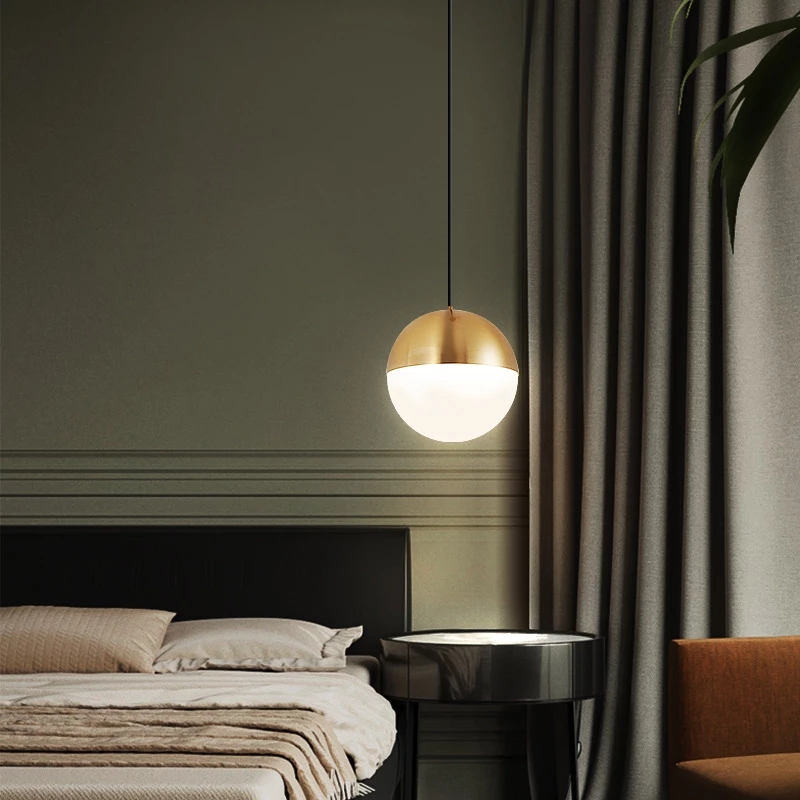 Loft Gold Small Pendant Lights Nordic Simple Warm Bedroom Hanging Lamp Dining Room Bar Cafe Glass Lighting Fixtures E27 LED Bulb