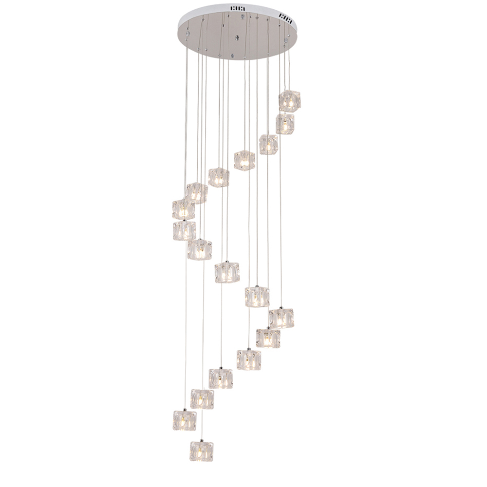 Loft-style modern pendant light in silver and gold with glass ball design, ideal for kitchen, dining or living room spiral lighting