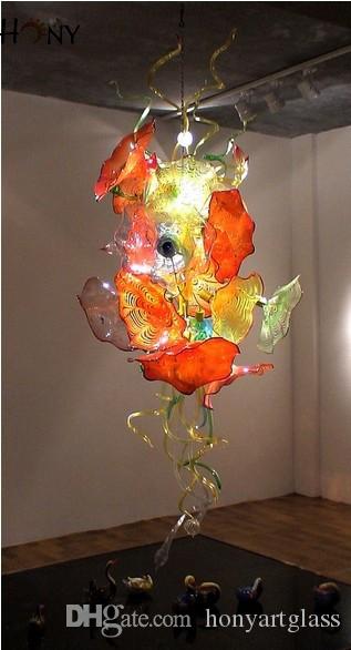 Long chain glass plate chandelier with colorful vintage design, free shipping for office decor