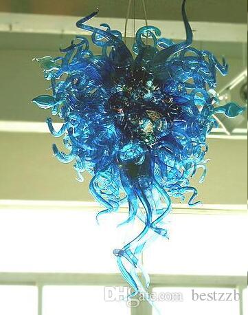 Love Romantic Blue Large 48 inches Crystal Chandeliers Handcraft Blown Glass Chandelier Lighting- Girban Brand