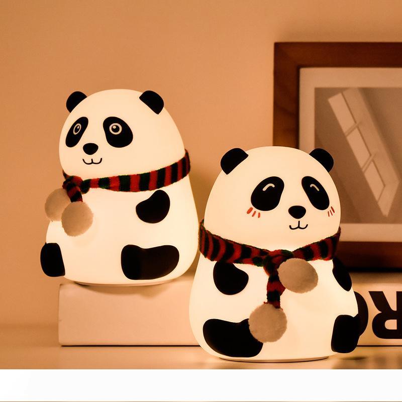 Lovely Panda Silicone Touch Sensor LED Night Light For Children Baby Kids 7 Colors USB LED Night Lamp kids toys gift