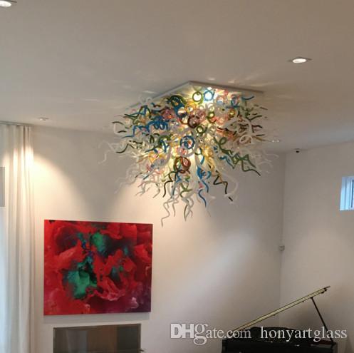 Low-cost European-style chandelier with colorful LED bulbs for high ceilings, featuring fashionable crystal design in 110V/240V